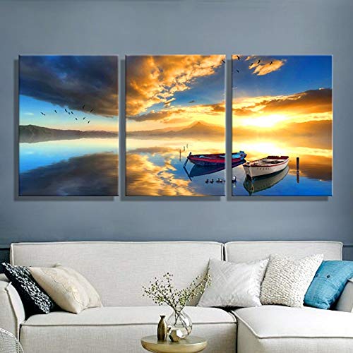 Tableau triptyque océan et coucher de soleil pour salon - 3