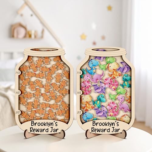 Image of Personalized Magnetic Reward Jar Coloful for Kids Flower Smiley Star Animal Magnetic Token Good Behavior System Jar Custom Name Potty Training Chart Classroom Incentive & Positive Reinforcement Tool