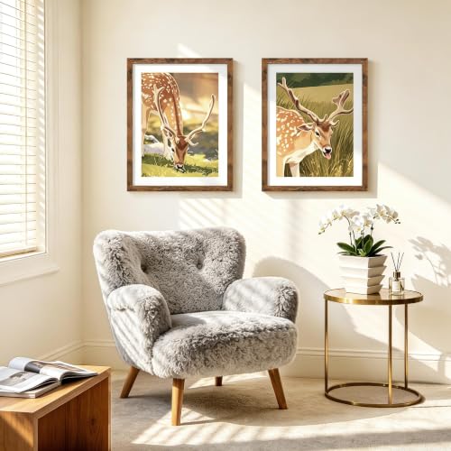 Image of Picrit 14x18 Rustic Brown Picture Frame, Poster Frame for Wall, 3 Pack