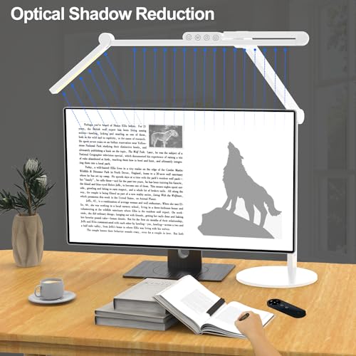Image of Micomlan Architect Desk Lamp for Home Office, 24W Adjustable Led Desk Light with Remote, 1500LM Bright Dimmable Computer Table Light Rotatable Office Lamp with Base for Cafting Monitor
