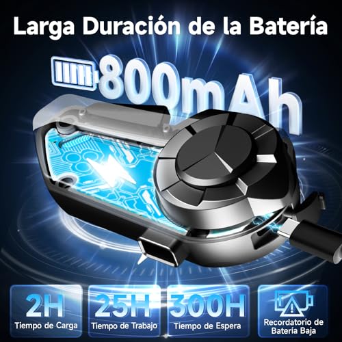 Moman Intercomunicador Casco Moto, H2S 2 Vías Sistema de Comunicación 1000M AI 4X Reducción de Ruido Audio Multitarea Manos Libres Moto Auriculares con HiFi/Compartir Música/AI Voz (2 Pieza)