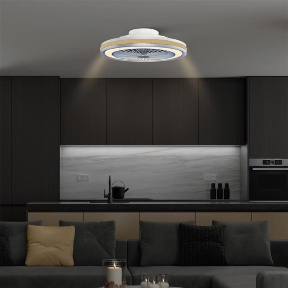 MeLiTec Deckenleuchte mit Ventilator DV06-1, Deckenlampe mit Ventilator, dimmbar, RGB-Lauflicht, natürlicher Wind, Timer und Nachtlicht, Fernbedienung, weiß