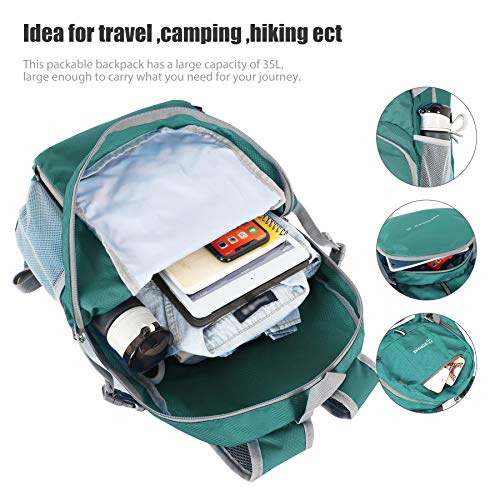 ZOMAKE Lightweight Packable Backpack 35L - Light Foldable Hiking Backpacks Water Resistant Collapsible Daypack for… - Image 4