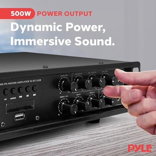 Pyle PMX3500PH Bluetooth Home Pa Mixing Amplifier - 500W Home Audio Rack Mount Stereo Power Amplifier Receiver W/Fm Radio, Digital Led Display thumb #1