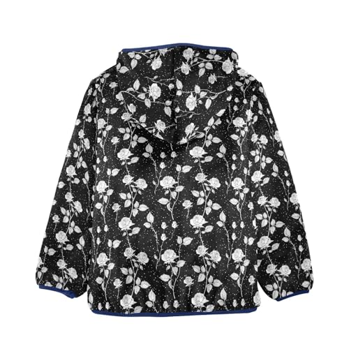 Rose Flowers Boys Fleece Coat,Children's Zip-Up Hoodie Jacket,Baby Warm Fashion Outerwear 3-10T,A1133412