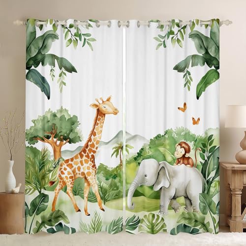 Homewish Rideau Occultant 117x183 cm Animaux Sauvages, Rideau Animaux de La Jungle, Rideaux Voilage Zoo Faune, Voilage Fenetre Enfants Garçons Filles Adultes...