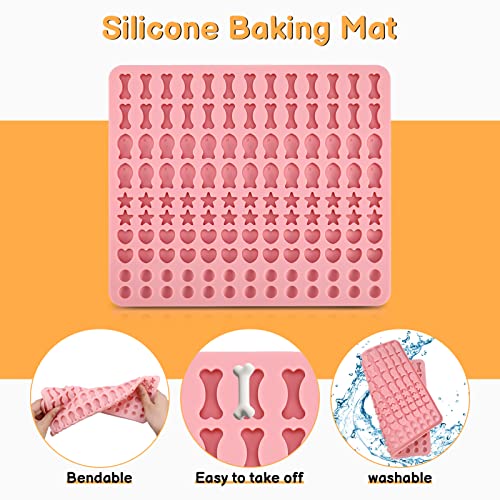 Silikon Hundekekse Backmatte Backform, 130 Gitter Silikonmatte Backform für Hundekekse - Baking Mat Dog Biscuits Baking Mould (5 Formen in 1)