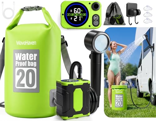 Ducha portátil para camping 2026 con bomba y bolsa, batería de 10000mAh