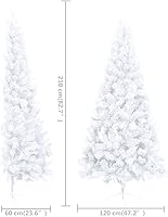 Vista 8 de CHARMMA Medio árbol de Navidad artificial con soporte blanco de 82.6 pulgadas de PVC-6.7 lbs