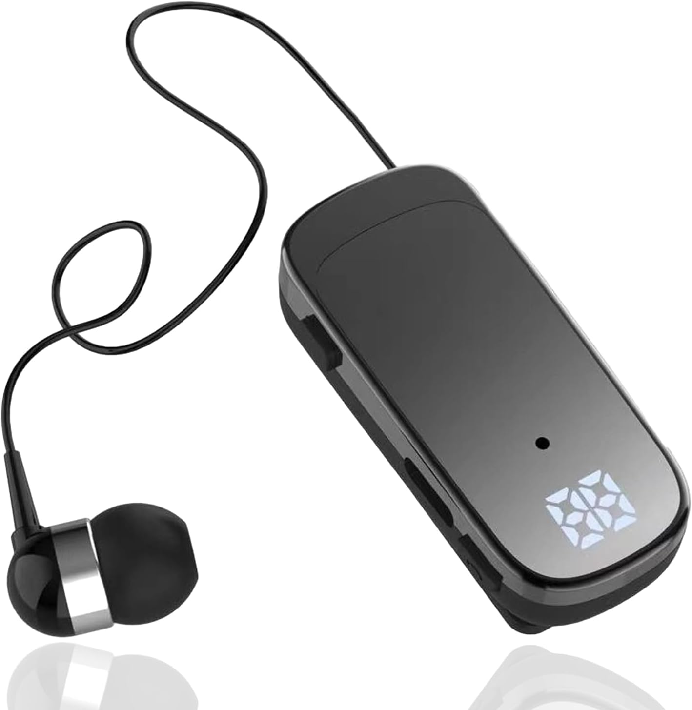 Retractable Headset, Headphone V5.2 Stereo Earpiece Business Headphones, Clip on Earbud Compatible with Smart Cell Phones Tablet Pad PC Laptop (Gradient Black)