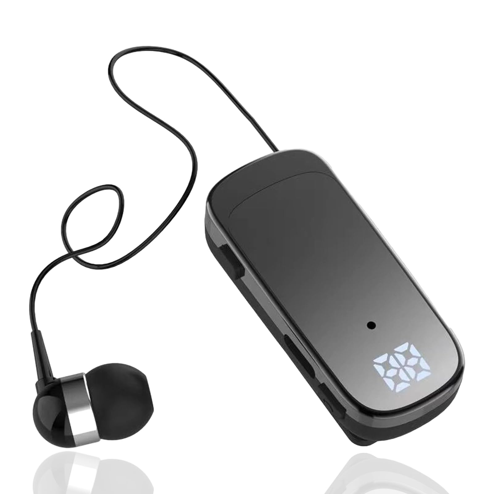 Retractable Headset, Headphone V5.2 Stereo Earpiece Business Headphones, Clip on Earbud Compatible with Smart Cell Phones Tablet Pad PC Laptop (Gradient Black)