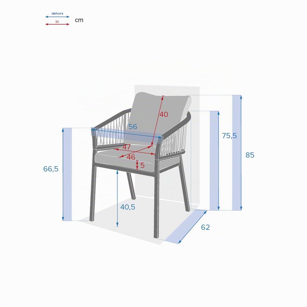 Hespéride - Lot de 2 Fauteuils de Jardin Oriengo Taupe et Blanc Anti-Rouille Tissu Déperlant Coussins Déhoussables Mobilier pour Terrasse Balcon