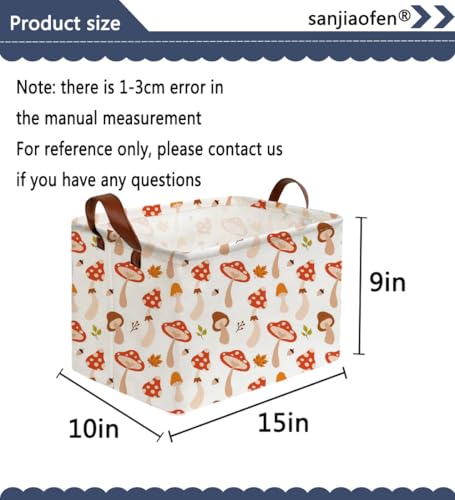 Image of Sanjiaofeng Rectangular Kids Basket Cute Storage Bins,Mushroom Storage Basket with Handles.Clothers,Books,Kid's Gifts Bins. (Mushroom)