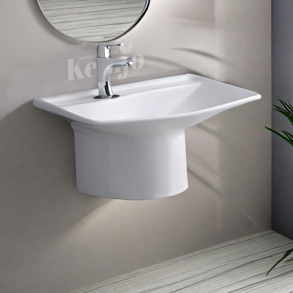 Kemjo Wall Mounted Wash Basin for Bathroom | Wall Hung Wash Basin/Sink (19.88 x 13.77 x 10.23 Inch, Coral) (B095S7CWRT) Amazon Price History, Amazon Price Tracker