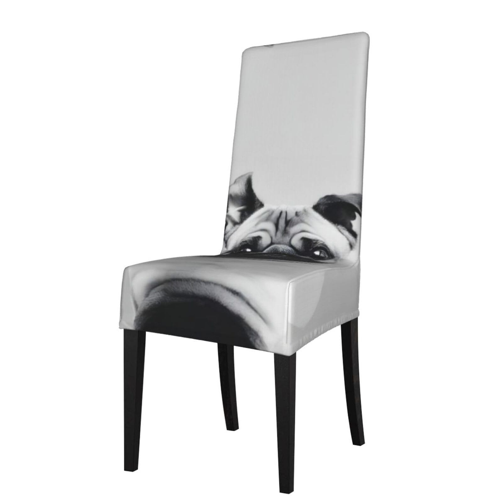 HLSBSSL Pug Printed dining chair covers, wrinkle-resistant and iron-free, suitable for hotels, banquets, and conferences