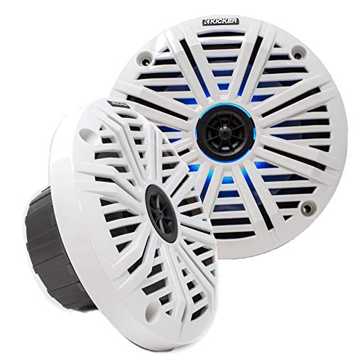 Image of KICKER 6.5 inch LED Marine Speakers (3 Pair) White Salt Water Grills OEM Replacement Speakers