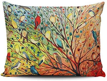 KEIBIKE Personalized Abstract Trees and Birds Standard Rectangle Decorative Pillowcases Print Zippered Throw Pillow Covers Cases 20x26 Inches One Sided