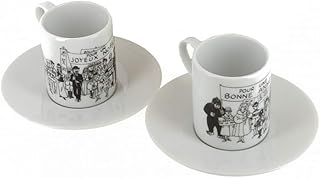 Moulinsart Set of Two Espresso Cup and Saucer Tintin Collection Carte de voeux 1972 (47982)