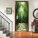 A.Monamour Adesivo Porta Autoadesiva Una Strada nel Paesaggio Naturale della Foresta di bambù Verde Vinile PVC per Porte Interne 3D Pellicola Adesiva Poster Sticker Murale Parete Carta da Parati