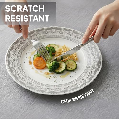 Image of CELLO Oxford Imperial Plus Series Opalware Dinner Set of 27 Piece For Family of 6 | Bone-Ash Free & Leadfree Opal Glass Microwave & Dishwasher Safe, Crockery Plates & Bowls Set For Daily Use & Gifting