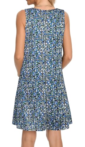 Image of elescat Womens Summer Dresses Casual V Neck Sleeveless Pockets Beach Loose Tank Sundress 2026
