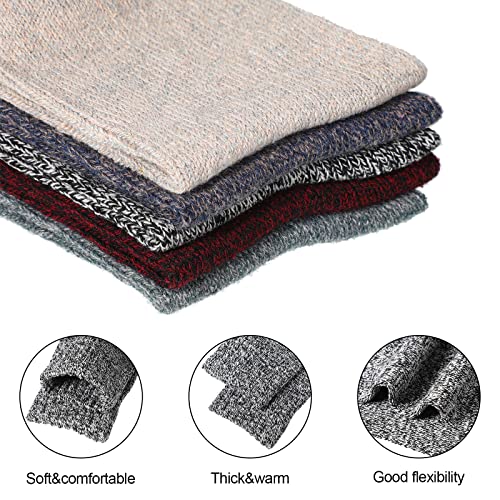 5 Pairs Men's Heavy Thick Cotton Socks Winter Thermal Soft Warm Comfort Crew Socks, 5 Colors2