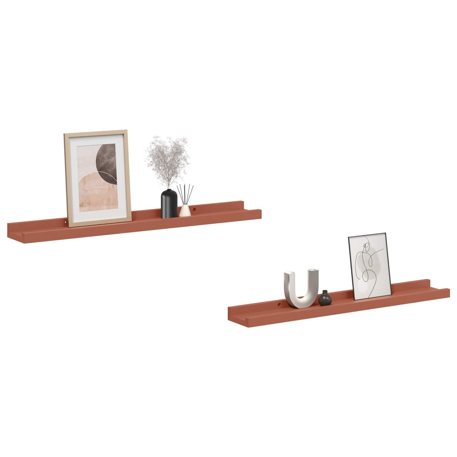 Set di 2 mensole da parete sospese in legno, 60 x 9 x 3 cm, set di mensole da parete modulari per soggiorno, camera da letto e ufficio, montaggio a parete