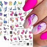 9 Sheets Nail Art Stickers Decals Aurora Marble Nail Stickers for Nail Art Self-Adhesive Marble Nail