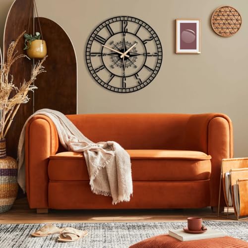 Image of Stylish Metal Wall Clock for Living Room, Bedroom, Office, Kitchen, Home and Hall | Antique Fancy Big Size Modern Wall Watch for Home Decor (DA-117, 50 CM)