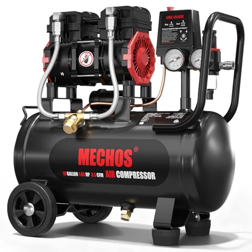 Portable Air Compressor with 10 Gallon Steel Tank, 1.65 HP 3.5 CFM @ 90 PSI, 116 Max PSI Oil-Free Air Compressor for Garage, Home Use, Tire Inflation, Nail Gun, DIY Projects,110V