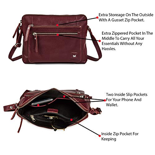 Wise Owl Accessories Small Soft Pebbled Real Leather Crossbody Handbags Purses Sling Crossover Shoulder Bag4