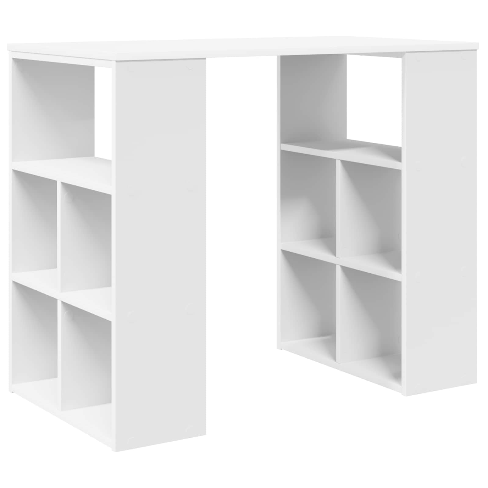 Scrivania Porta PC in Legno Ingegnerizzato Bianco 90x50x75 cm | Tavolo da lavoro compatto per ufficio o camera da letto, dotato di scaffali salvaspazio integrati.