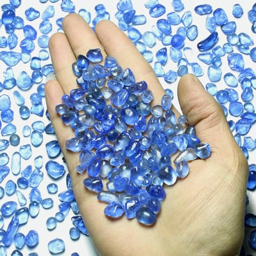 Image of 1 LB (460g) Tumbled Irregular Sea Glass Gemstone Chips, Light-Blue | Vibrant Long-Lasting Hues, Premium Polished, Safe Non-Toxic Material, Ideal for DIY Crafts & Decorations