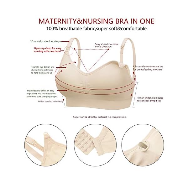 Angelhood Still-BH für Damen, 3 Stück, ohne Bügel, mit Verlängerungen und Clips – Bild 3