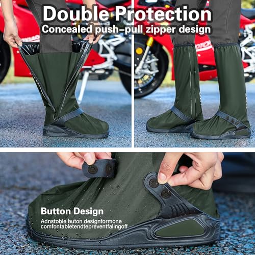 Image of iCreek Waterproof Shoe Covers Reflective Rain Boot Foldable Non-Slip Protective Overshoes for Rainy Day, Hiking, Outdoor