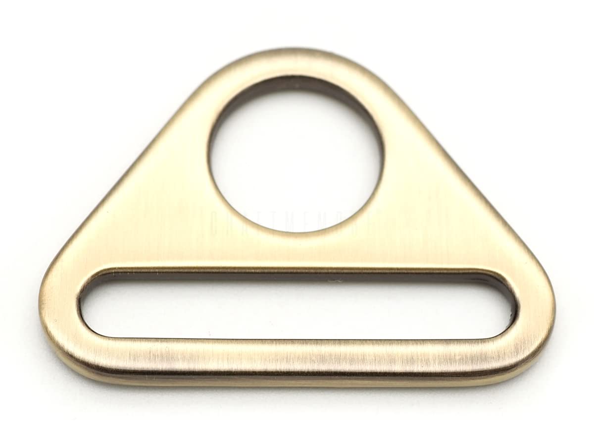 CRAFTMEMORE 4pcs Triangle Ring Adjusters D-rings Adjustment Buckle for Sewing Bag Strap Webbing SC84 (1 1/2 Inch, Brushed Brass)