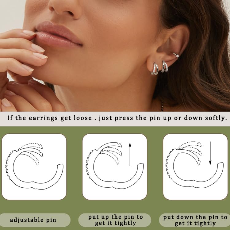 925 Sterling Silver Small Hoop Earrings for Women 18K White Gold Plated Cubic Zirconia Huggie Hoop Earrings Dainty Hoops Earring Double Hoop Earrings2