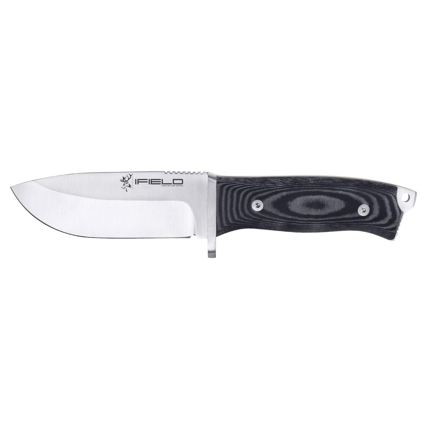 iFIELD Survival Knife Workout, 4.6 inch Satin MOVA Blade, with Leather Sheath, Camping Tool for Fishing, Hunting, Sport Activity