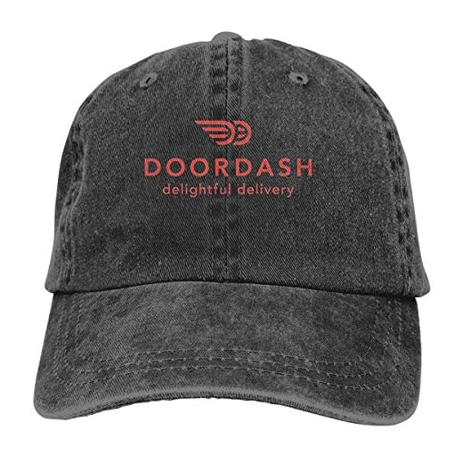 DoerKain DoorDash Delightful Delivery Unisex Adjustable Hat Travel Sunscreen Caps, Black, One Size
