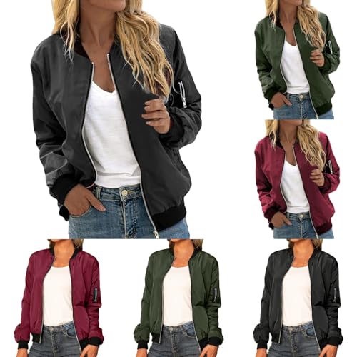 Chaqueta bomber para mujer con estampado de manga larga ligera corta primavera otoño cremallera cuello alto abrigo informal ropa de exterior chaqueta informal para mujer chaqueta corta