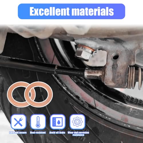 Image of 30PCS Oil Drain Plug Gasket, 14mm Cooper Crush Washer Oil Sealing Gaskets, Car Accessories Automotive Replacement Drain Plug Gaskets Compatible with OEM PN Part 007603-014106