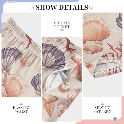 Pajama Bottoms, Pajamas Long Pant Seashells Corals Lounge Wear Casual Sleep Pants Soft Pjs Sleepwear4