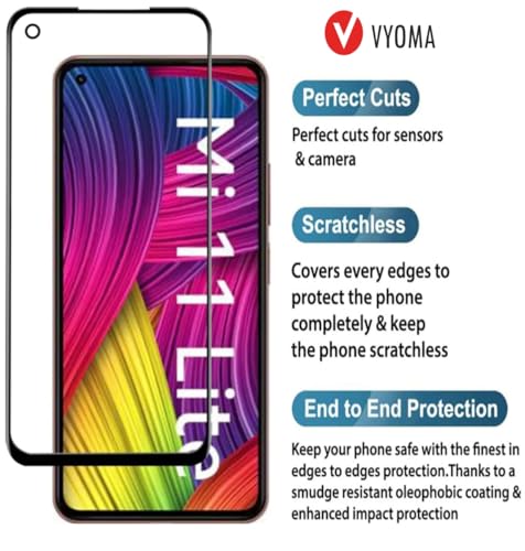 Image of VYOMA Military-Grade Gorilla Tempered Glass for Mi 11 Lite 5G / Xiaomi Mi 11 Lite 5G (Black) | Edge to Edge Full Screen Coverage | Scratch Resistant | With Easy Installation Kit | Screen Protector for Smartphone | Bubble-Free | Ultra Clear HD Glass | Oleophobic Coating | High Clarity | 9H Hardness | Scratch Resistant | ShatterProof | ScreenGuard | Pack of 1