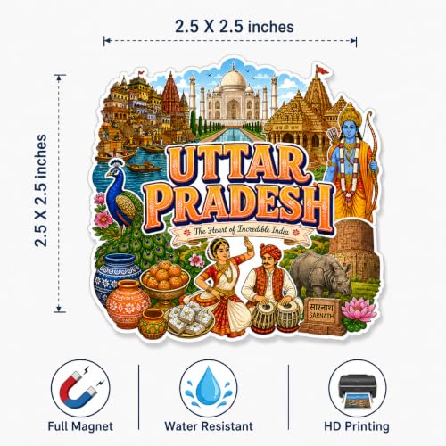 Image of Zesta Wooden Fridge Magnets Set | Refrigerator Decor Magnets for Kitchen | India Souvenir Fridge Magnet Collection | Wooden Magnet for Fridge Door Decoration (Uttar Pradesh)
