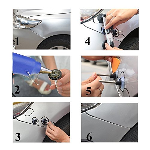 YOOHE 22PCS Auto Body Paintless Dent Removal Tools Kit Bridge Dent Puller Kits with Hot Melt Glue Gun and Glue Sticks