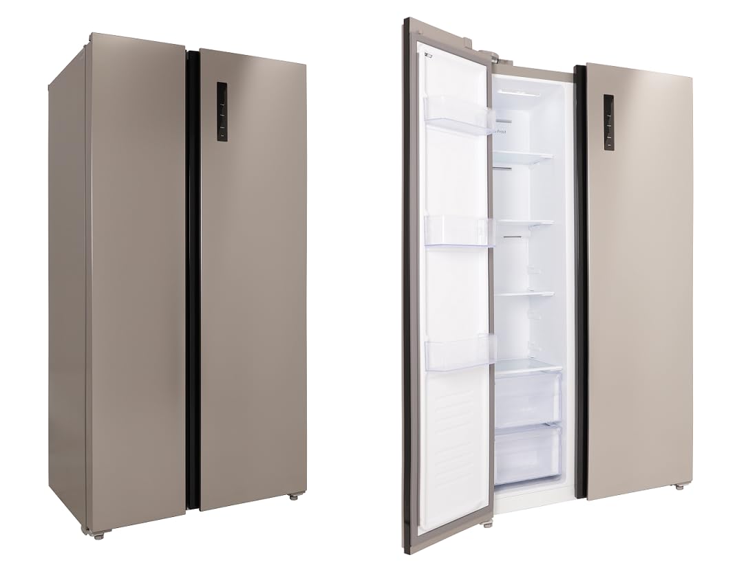 Respekta Side-by-Side lodówko-zamrażarka z maszyną do lodu Inox Look AC178IX-18/178 cm wysokość/szerokość 91 cm/pojemność chłodzenia 331 l/pojemność zamrażarki 174 l/z technologią No Frost