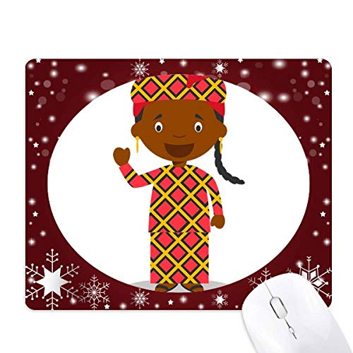 Tapis de souris de bureau noir flocon de neige en hiver avec motif cartoon de Mali sauvage