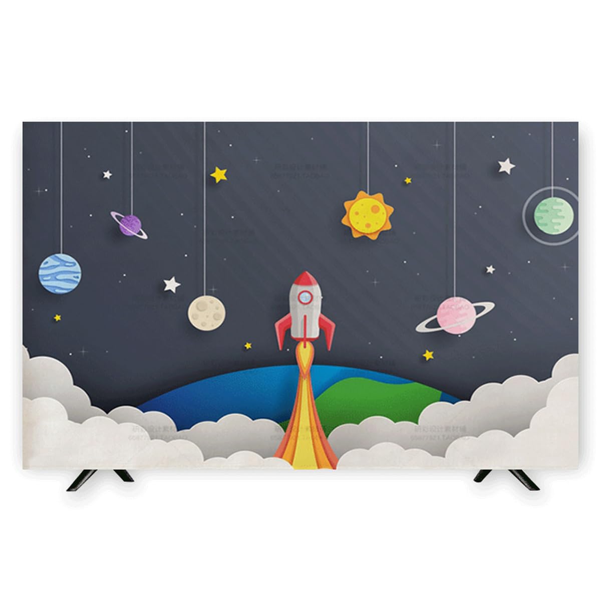 Decoración De La Cubierta Antipolvo De La Pantalla De TV del Ordenador del Dormitorio De Los Niños, Cubiertas De TV Paño De Cubierta Antipolvo, Protectores De Pantalla (Size:65in(151x92cm),Color:B)