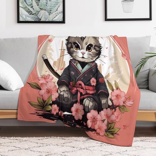 Couverture chat samouraï moelleuse pour des moments de tendresse - 3