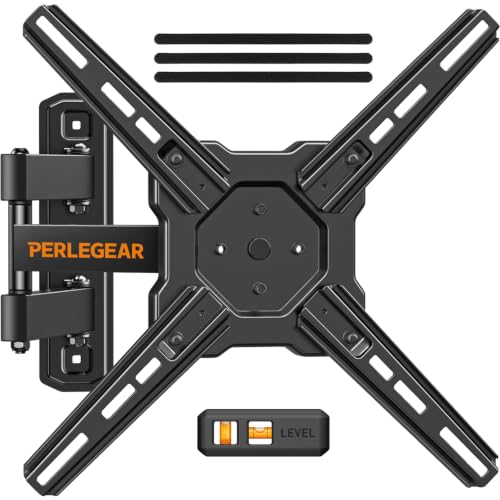 Image of Perlegear Full Motion TV Wall Mount for 26-50 inch TVs up to 55 lbs | Rotation, Extension, swivel, tilt, level, heavy-duty steel, single-stud design, perfect for corners, max VESA 300x300mm